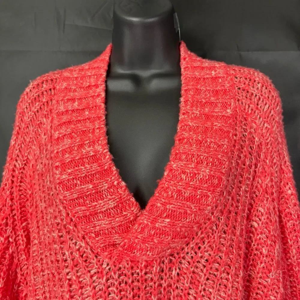 Anthropologie Vibrant Coral V-Neck Sweater S - Picture 4 of 13